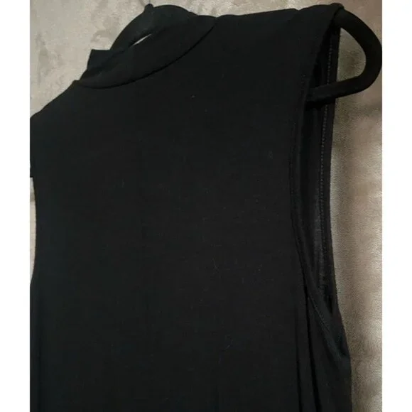 Jennifer Lopez Black Sleeveless Keyhole Neckline Choker Cut Top Tunic Collar Med - Picture 14 of 16